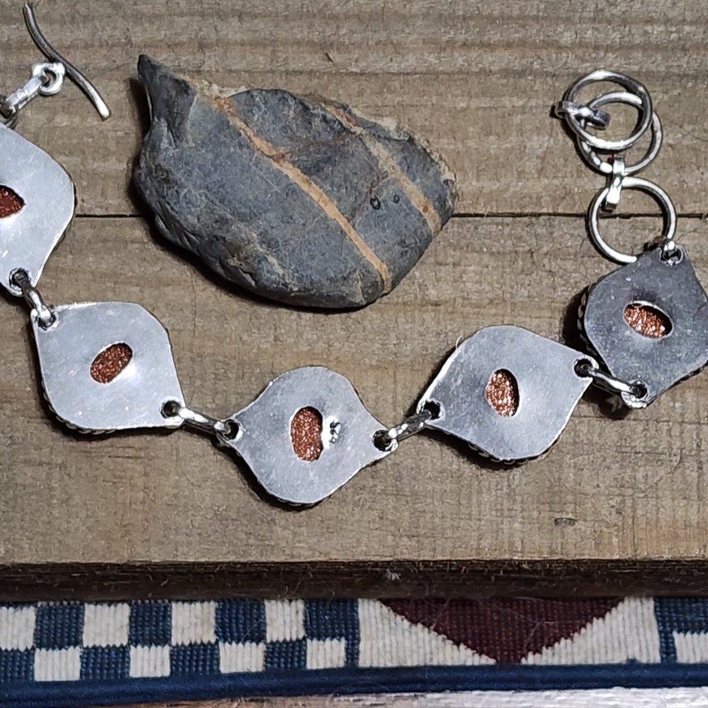 Stunning Goldstone Sterling Silver Bracelet - Picture 3 of 5